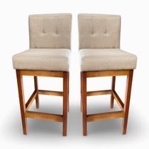 2 banquetas alta c/ encosto tokio linho bege g2home