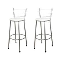 2 Banquetas Alta para Cozinha Epoxi Cinza