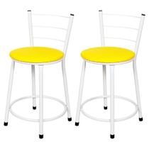 2 Banquetas Baixa para Cozinha Epoxi Branca