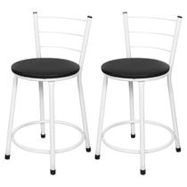 2 Banquetas Baixa para Cozinha Epoxi Branca 2 Banquetas Baixa para Cozinha Epoxi Branca