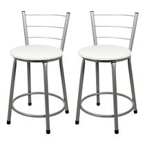 2 Banquetas Baixa para Cozinha Epoxi Cinza 2 Banquetas Baixa para Cozinha Epoxi Cinza