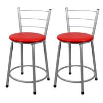 2 Banquetas Baixa para Cozinha Epoxi Cinza