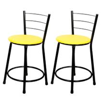 2 Banquetas Baixa para Cozinha Epoxi Preta