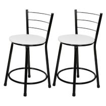 2 Banquetas Baixa para Cozinha Epoxi Preta 2 Banquetas Baixa para Cozinha Epoxi Preta