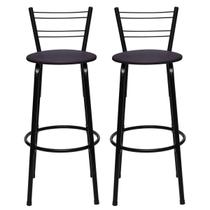 2 Banquetas Banco Para cozinha Bar Encosto Premium Acabamento Da Estrutura Cadeira Preta
