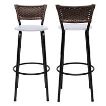 2 banquetas Conjunto Para Bancada Alta Cozinha Encosto Balcão Americano Itagold