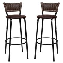 2 banquetas Conjunto Para Bancada Alta Cozinha Encosto Balcão Americano Itagold