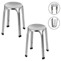 2 Banquetas em Aço Inox Banco Mocho 47cm Hospital Clinicas 2 Banquetas em Aço Inox Banco Mocho 47cm Hospital Clinicas