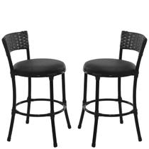 2 Banquetas Forts Baixa Fibra Sintética Ferro Pintura Eletrostática Assento Estofado Preto 2 Banquetas Forts Baixa Fibra Sintética Ferro Pintura Eletrostática Assento Estofado Preto