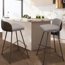 2 Banquetas Nobre Área Gourmet Linho material sintético Com Pés Ferro 2 Banquetas Nobre Área Gourmet Linho material sintético Com Pés Ferro