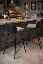 2 Banquetas Nobre Área Gourmet Linho material sintético Com Pés Ferro