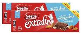 2 barra chocolate ao leite e amêndoas nestlé extrafino 270g