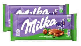2 Barra Chocolate Milka Whole Hazelnuts Avelãs Inteiras 95g 2 Barra Chocolate Milka Whole Hazelnuts Avelãs Inteiras 95g