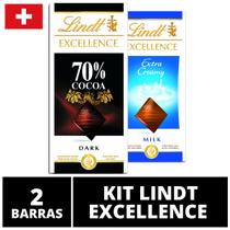 2 Barras, Chocolate Suiço Lindt Excellence, Cacau Nobre, Sabores Sortidos, 2x100g