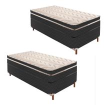 2 Bases Box Solteiro Íris 42x88x188cm com Kit com 2 Colchões Solteiro Molas Extrapedic Íris 28x88x18 Paropas by Ecosono