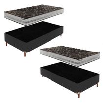 2 Bases Box Solteiro Íris 42x88x188cm com Kit com 2 Colchões Solteiro Unique D33 Plus 14x88x188cm 2 Bases Box Solteiro Íris 42x88x188cm com Kit com 2 Colchões Solteiro Unique D33 Plus 14x88x188cm