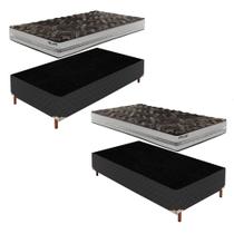 2 Bases Box Solteiro Íris 42x88x188cm com Kit com 2 Colchões Solteiro Unique D33 Plus 14x88x188cm Preto/Elegancy 2 Bases Box Solteiro Íris 42x88x188cm com Kit com 2 Colchões Solteiro Unique D33 Plus 14x88x188cm Preto/Elegancy
