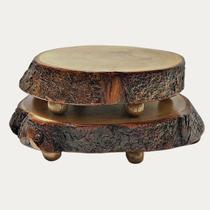 2 Bases Rústicas Multiuso Madeira Verniz 22x19 e 18x18cm 2 Bases Rústicas Multiuso Madeira Verniz 22x19 e 18x18cm