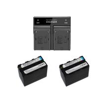 2 bateria Para Câmera Iluminador Led Np-f970+carregador Duplo 2 bateria Para Câmera Iluminador Led Np-f970+carregador Duplo