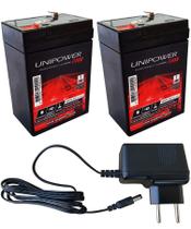 2 Bateria Recarregável Unipower 6v 4,5ah Carregador Bivolt 6v 900mah Plug Pino P4 2 Bateria Recarregável Unipower 6v 4,5ah Carregador Bivolt 6v 900mah Plug Pino P4