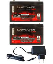2 Bateria Recarregável Unipower 6v 7,2ah Carregador Bivolt 6v 800mah Plug Pino P4 2 Bateria Recarregável Unipower 6v 7,2ah Carregador Bivolt 6v 800mah Plug Pino P4