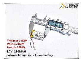 2 Baterias 3,7v 2 Fios 250mah 4mm X 20mm X 35mm 402035