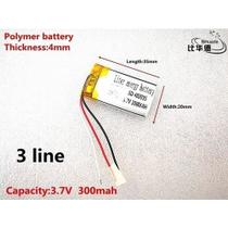 2 Baterias Mp4 20mm X 35mm X 4mm 3,7v 300mah 2 Baterias Mp4 20mm X 35mm X 4mm 3,7v 300mah