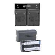 2 baterias P/ Iluminador Led Np-f570+carregador Duplo t 2 baterias P/ Iluminador Led Np-f570+carregador Duplo t