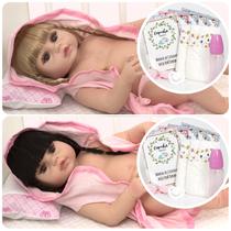 2 Bebe Reborn Gêmeas Corpo 100% SIlicone Com Acessórios