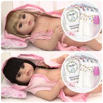 2 Bebe Reborn Gêmeas Corpo 100% SIlicone Com Acessórios