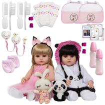 2 Bebe Reborn Realista Panda Coelha Lindas Enxoval Completo 2 Bebe Reborn Realista Panda Coelha Lindas Enxoval Completo