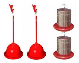 2 Bebedouros Pendulares + 2 Comedouros Galvanizado 3kg Aves