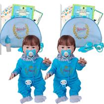 2 Bebes Reborn Gemeos Meninos Bolsa Acessórios