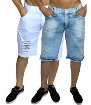 2 bermudas jeans rasgadas desfiadas masculina verao envio imediato