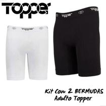 2 Bermudas Shorts Térmica Topper Compressão Sem Costura Branco + Preto