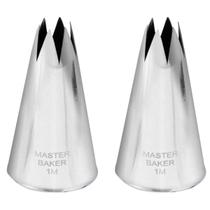 2 Bicos De Confeitar Grande Nº 1m Pitanga Aberta Master Baker Em Inox Sem Emenda