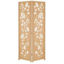 2 Biombo Folha Floral Ripado Divisor Madeira Mdf Painel Divisória Separador de Ambiente