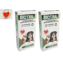 2 Biotril Comprimido c/ 4 Unidades - Biofarm - Vermífugo para Cães, verme do coração