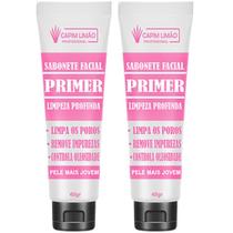 2 Bisnaga Sabonete facial Primer - limpeza profunda 40g - Capim Limão