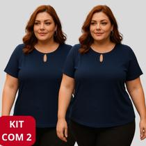 2 Blusa Feminina Plus Size Senhora Manga Curta Moda Evangélica G1 G2 G3 Essencial P/ Verão