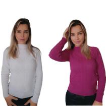 2 Blusas De Lã Feminina De Frio Segunda Pele Elegante Tricô