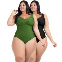 2 Body Maiô Acinturado Plus Size Modela Cintura Liso Casual