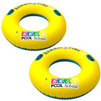 2 Boia Inflável 90cm Amarela com Alça Piscina Praia Adulto