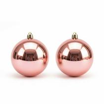 2 Bolas De Natal Rose 12cm Premium brilho Decoração Árvore