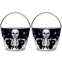 2 Bolsas Sacola Estampada Halloween Doces Enfeite Esqueleto