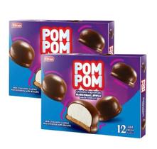 2 BOMBONS CHOCOLATE LEITE RECHEIO MARSHMALLOW POMPOM 156g