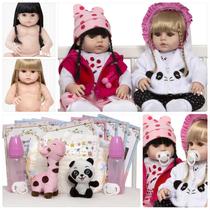 2 Boneca Reborn Gêmeas Loira Morena Real + Kit Acessórios 2 Boneca Reborn Gêmeas Loira Morena Real + Kit Acessórios