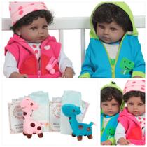 2 Boneca Reborn Gêmeos 46cm 100% Vinil Negros Realistas 2 Boneca Reborn Gêmeos 46cm 100% Vinil Negros Realistas