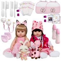 2 Boneca Reborn Realista Gêmeas Girafa Bailarina Coelha