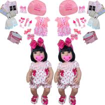 2 Bonecas Bebê Reborn Realista Bolsa + Enxoval Completo 2 Bonecas Bebê Reborn Realista Bolsa + Enxoval Completo